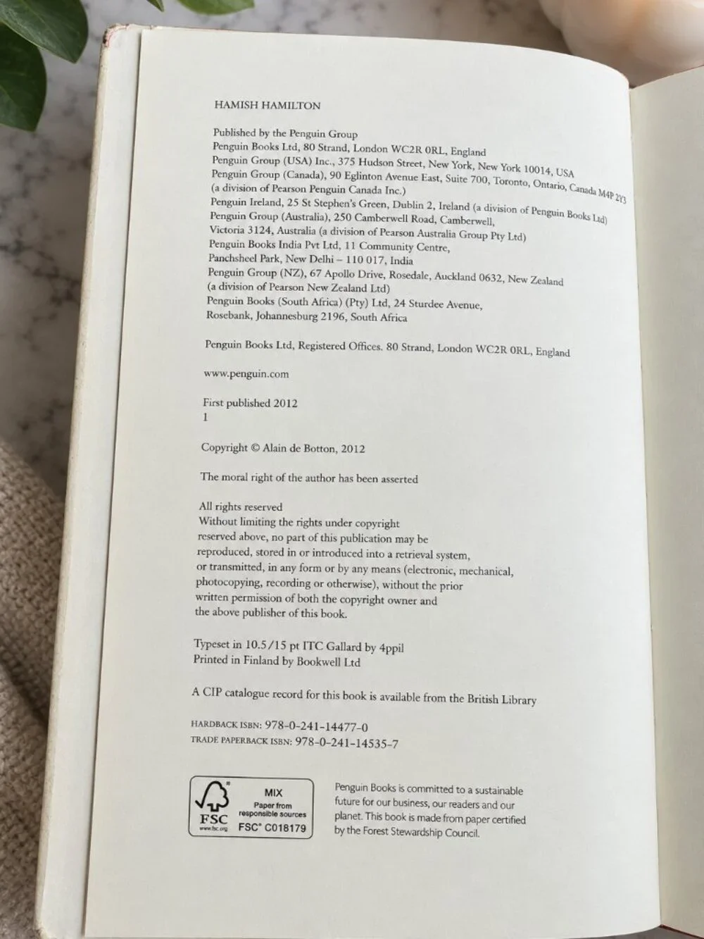 Religion for Atheists by Alain de Botton Hardcover Book